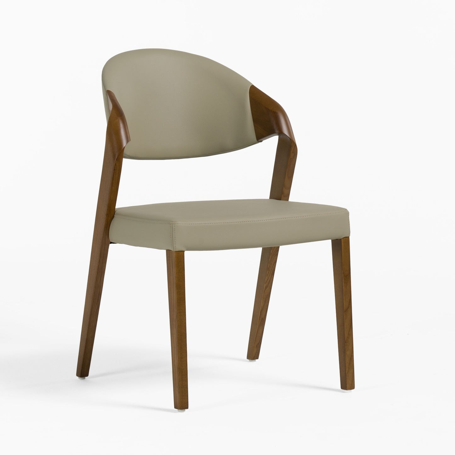 Modrest Arlo Mid-Century Beige and Walnut Dining Chair