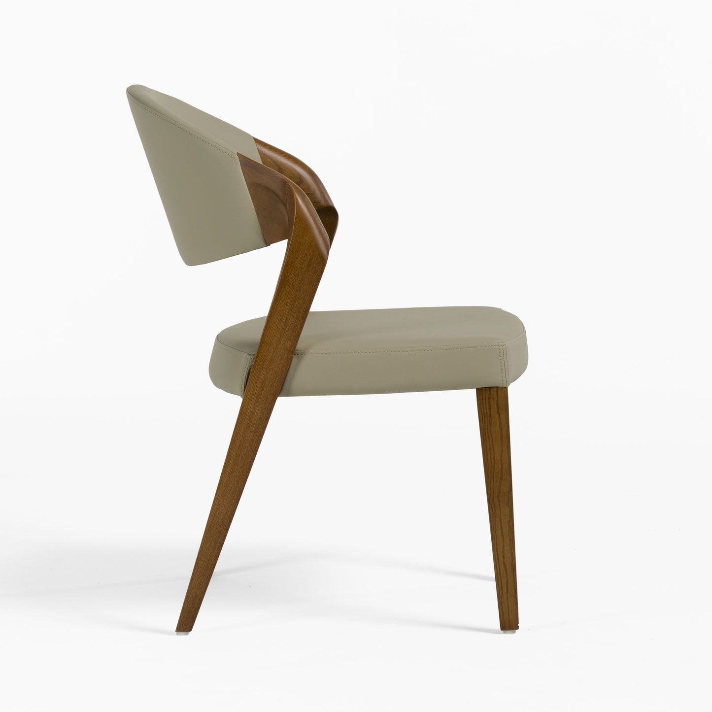 Modrest Arlo Mid-Century Beige and Walnut Dining Chair