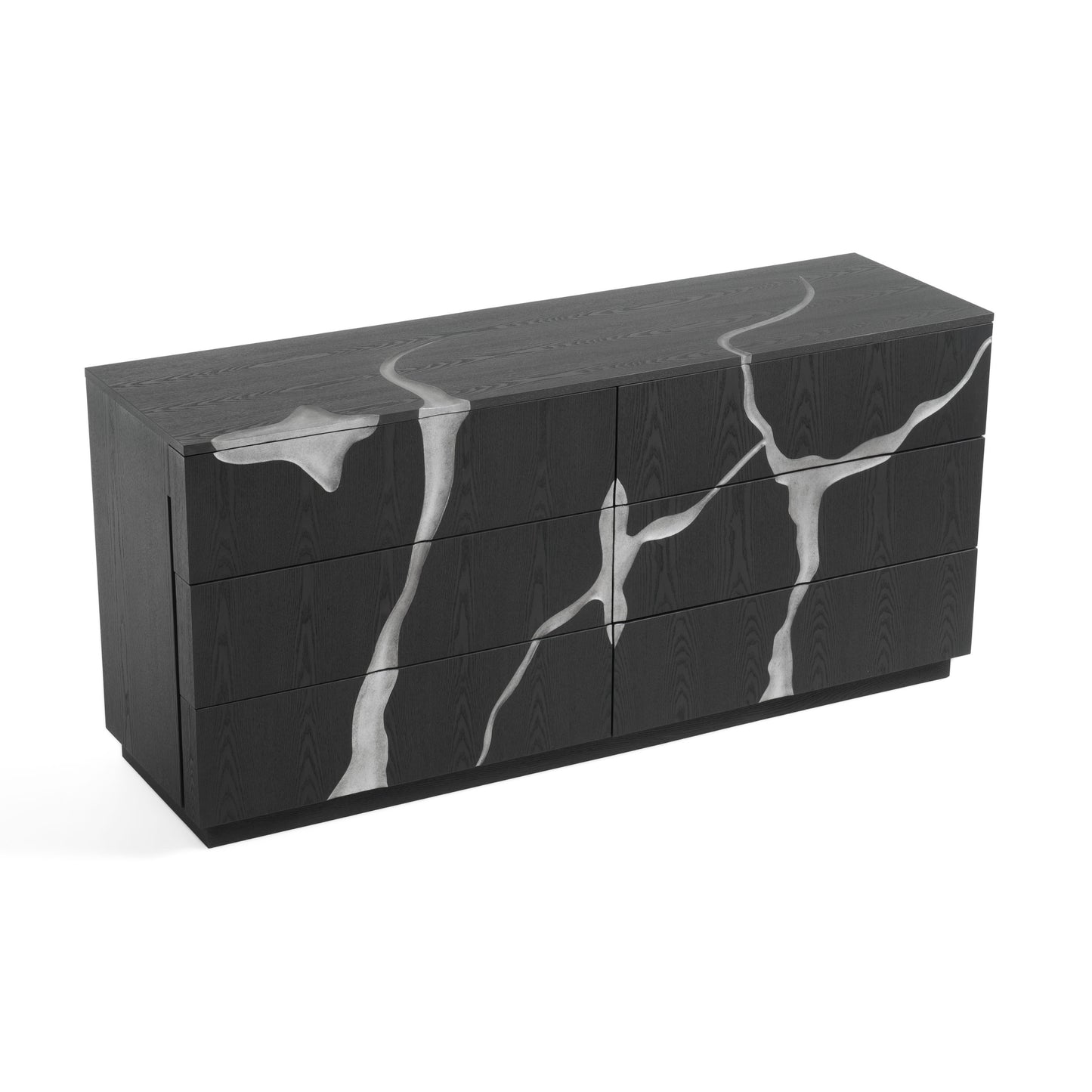 Modrest Aspen Modern Matte Brown Ash and Silver Dresser