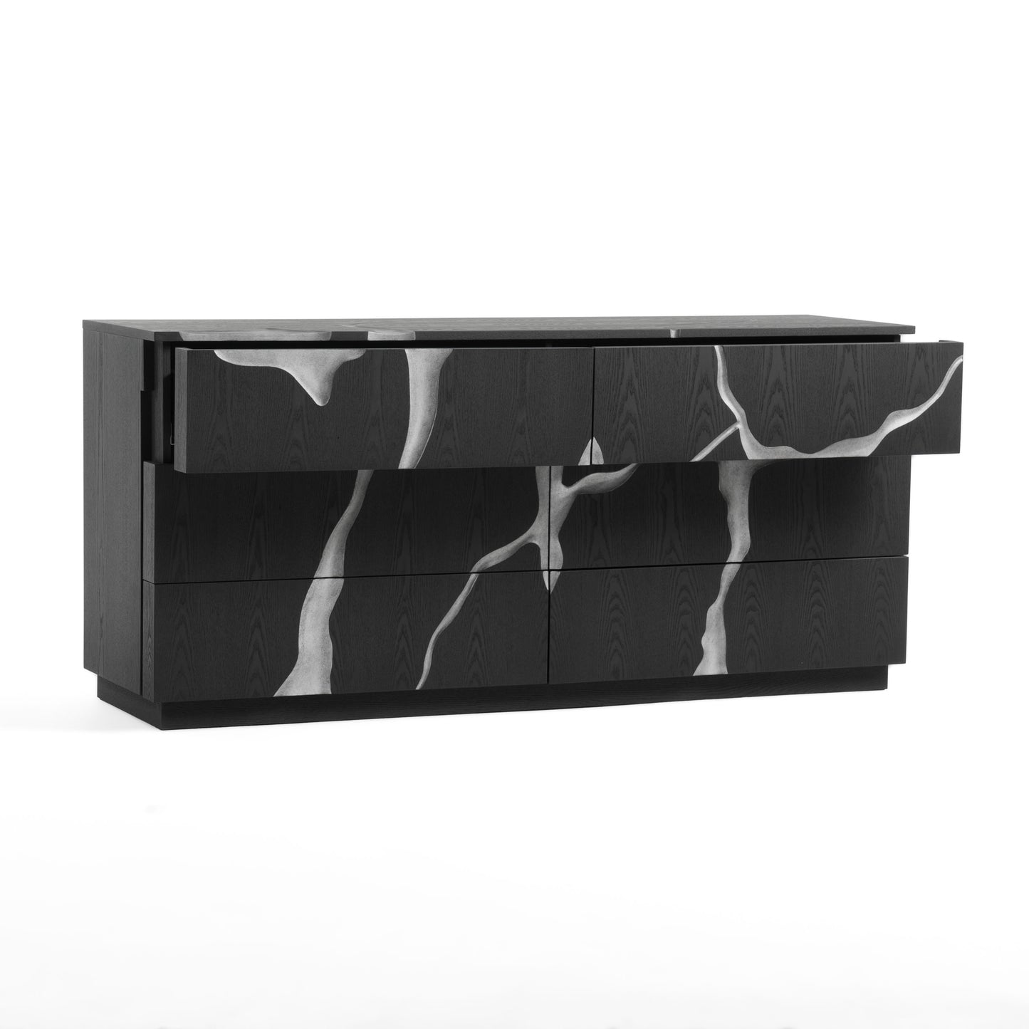 Modrest Aspen Modern Matte Brown Ash and Silver Dresser
