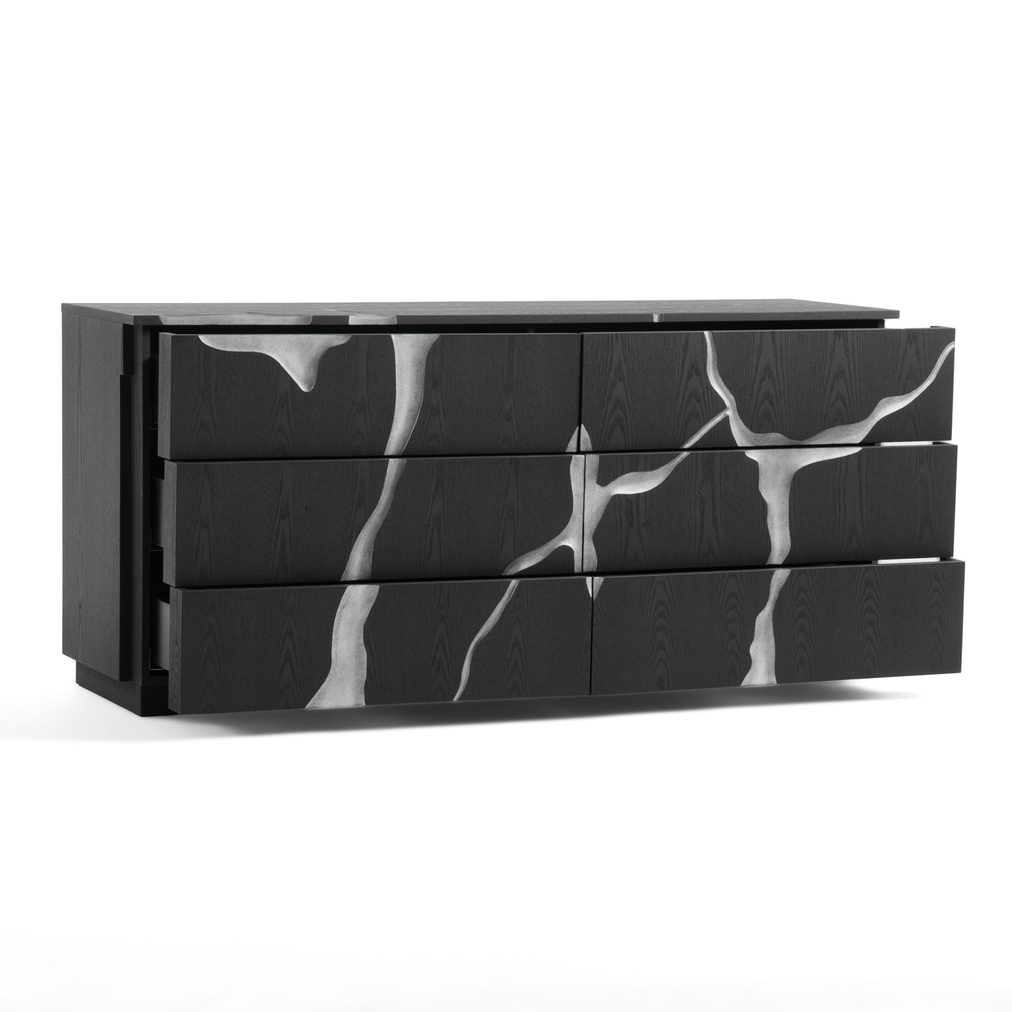 Modrest Aspen Modern Matte Brown Ash and Silver Dresser