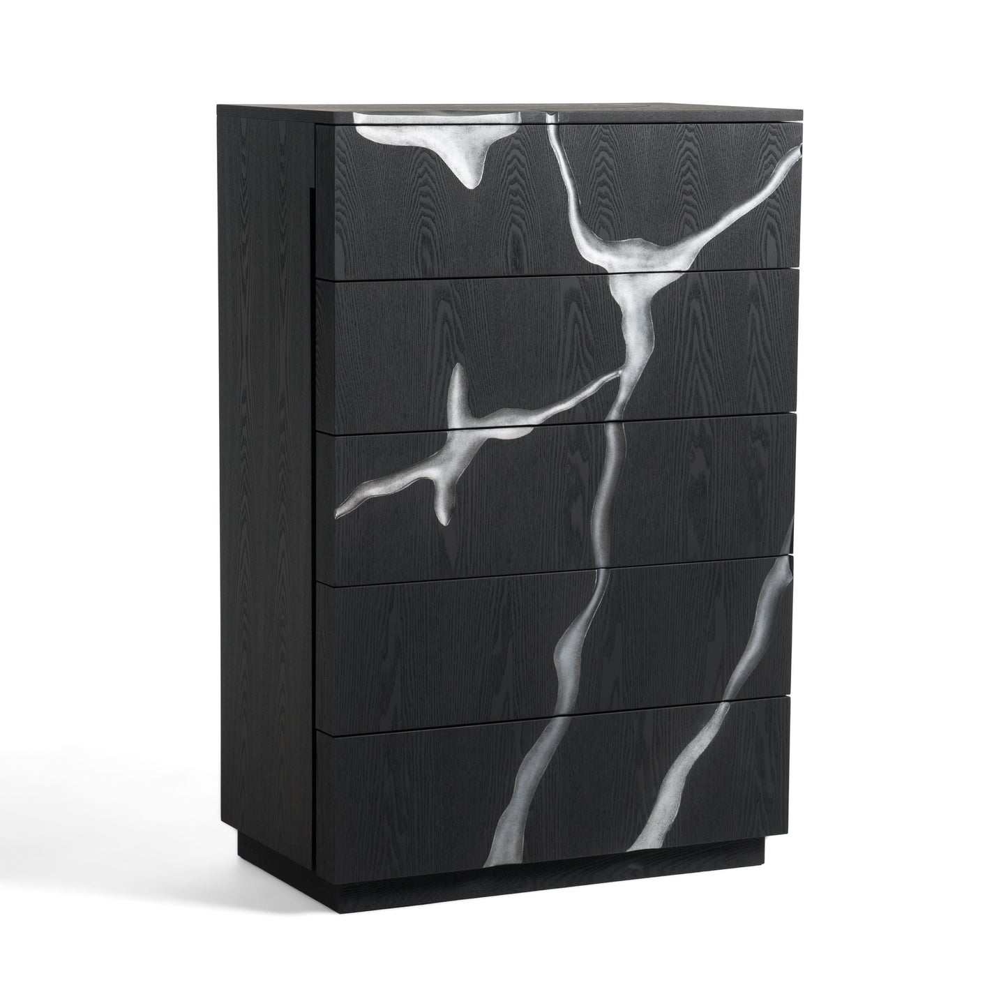 Modrest Aspen Modern Matte Brown Ash and Silver Chest