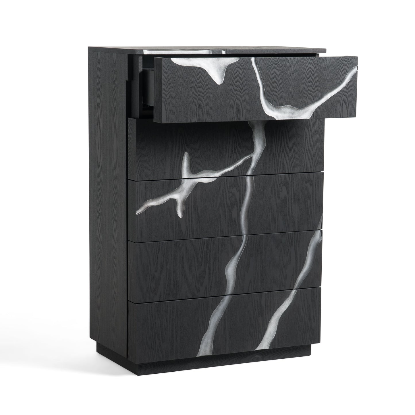 Modrest Aspen Modern Matte Brown Ash and Silver Chest