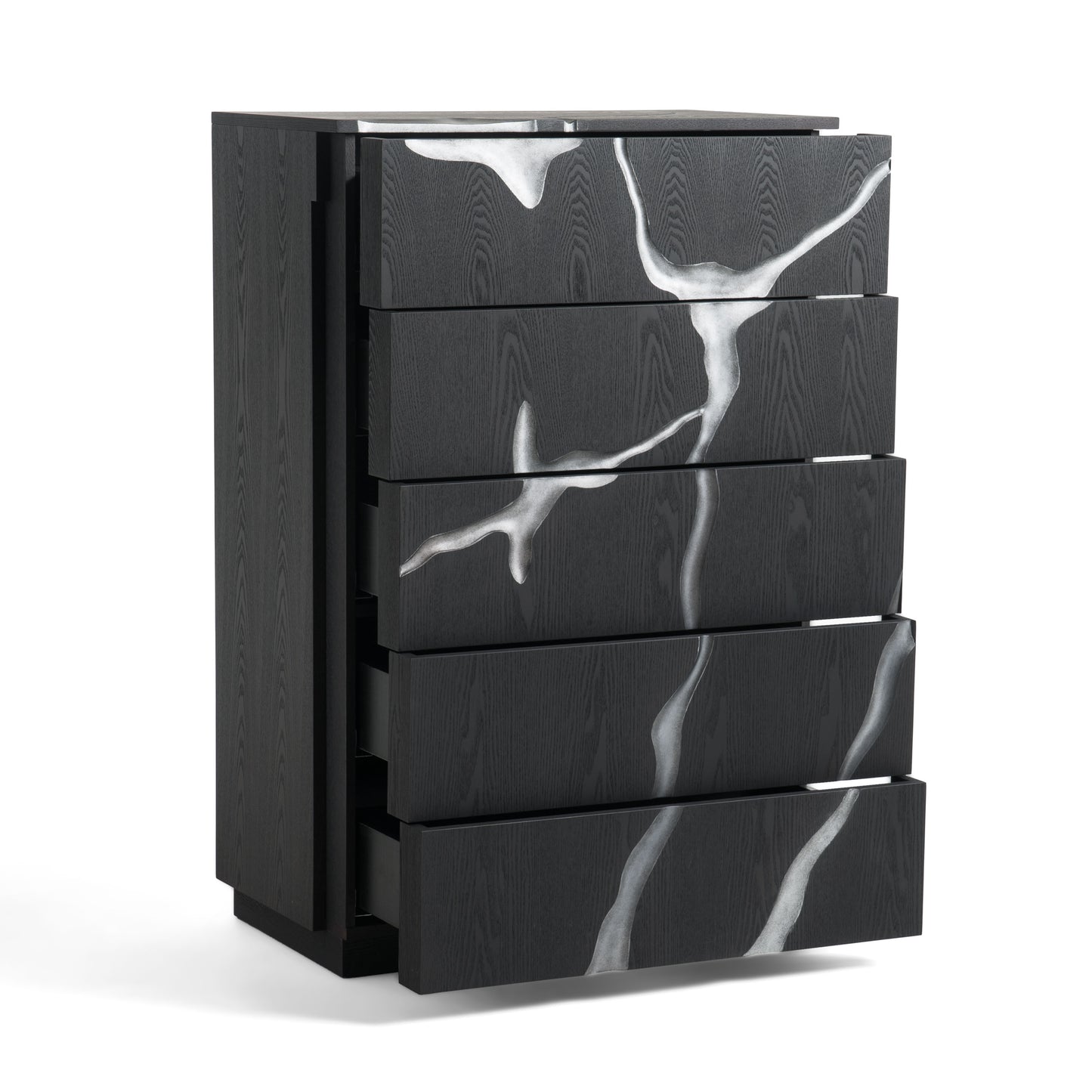 Modrest Aspen Modern Matte Brown Ash and Silver Chest