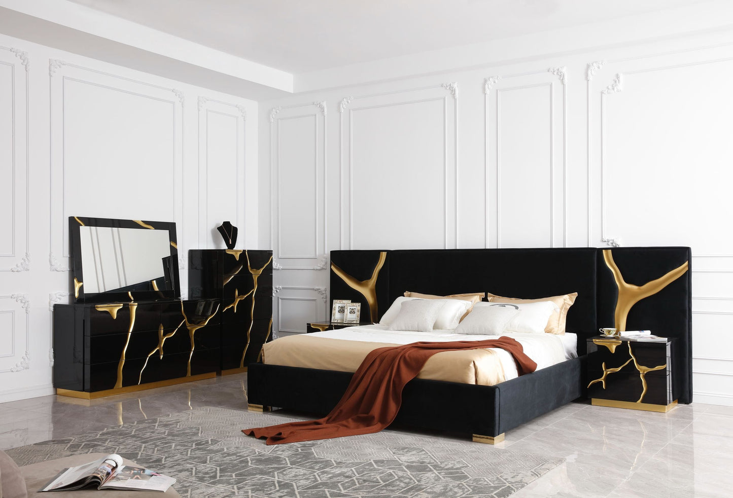 Modrest Aspen Modern Black and Gold Chest