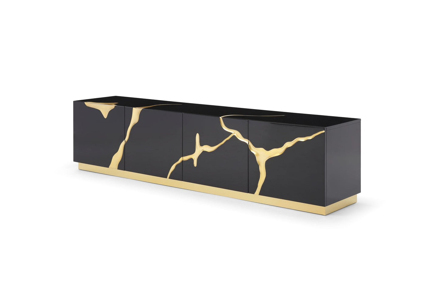 Modrest Aspen Modern Black and Gold TV Stand