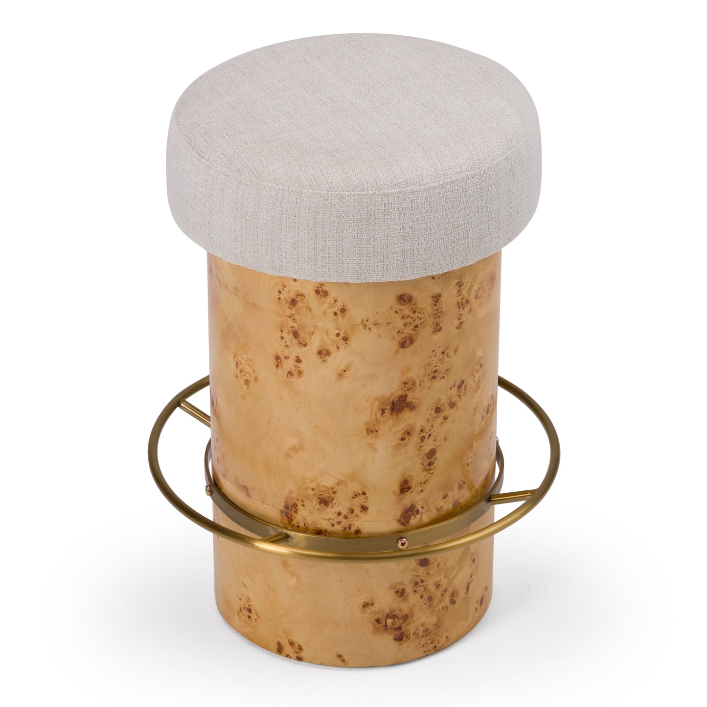 Modrest August Modern Cream Fabric Antique Brass Counter Stool