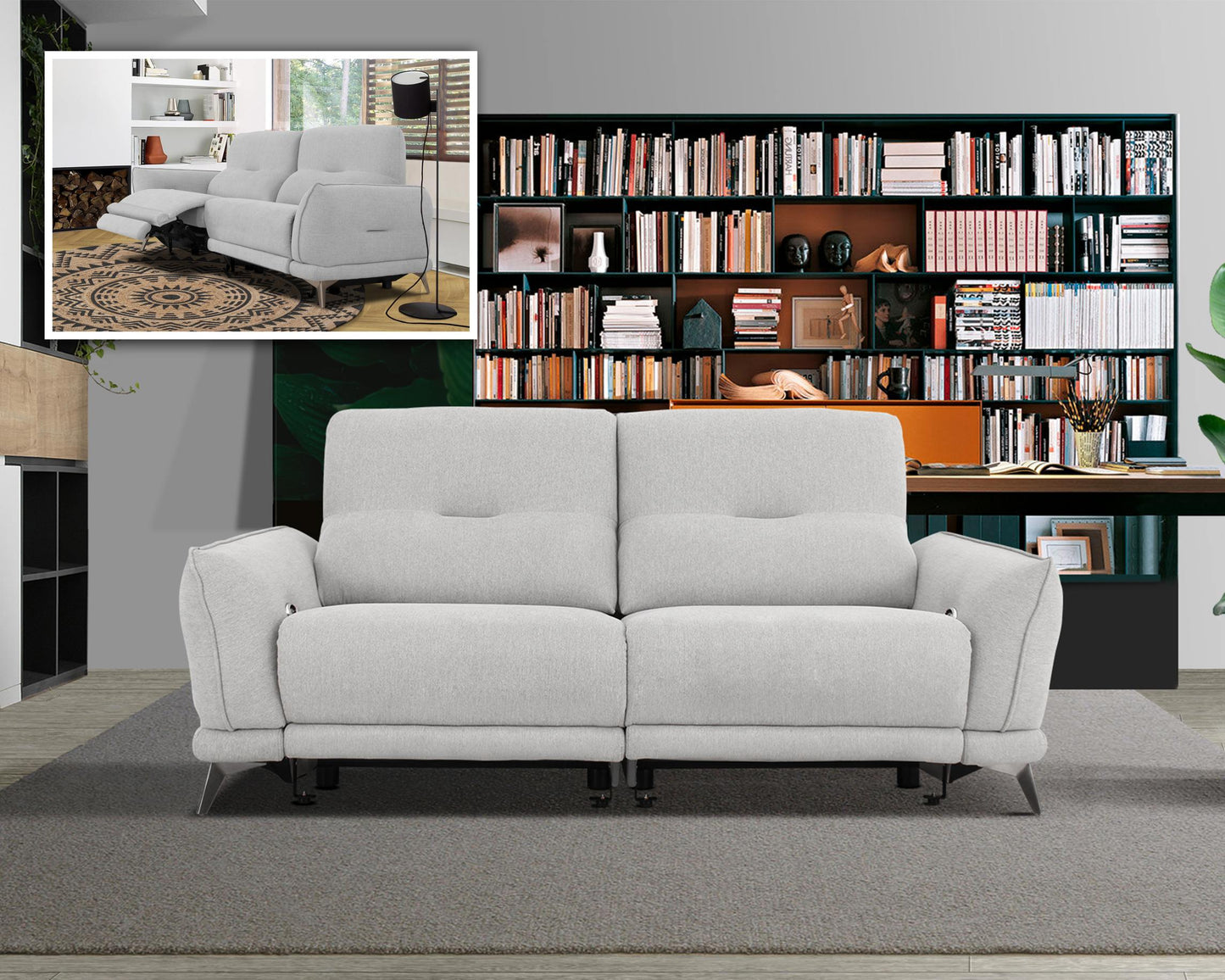 Divani Casa Austria Modern Grey Fabric Loveseat w/ Electric Recliners