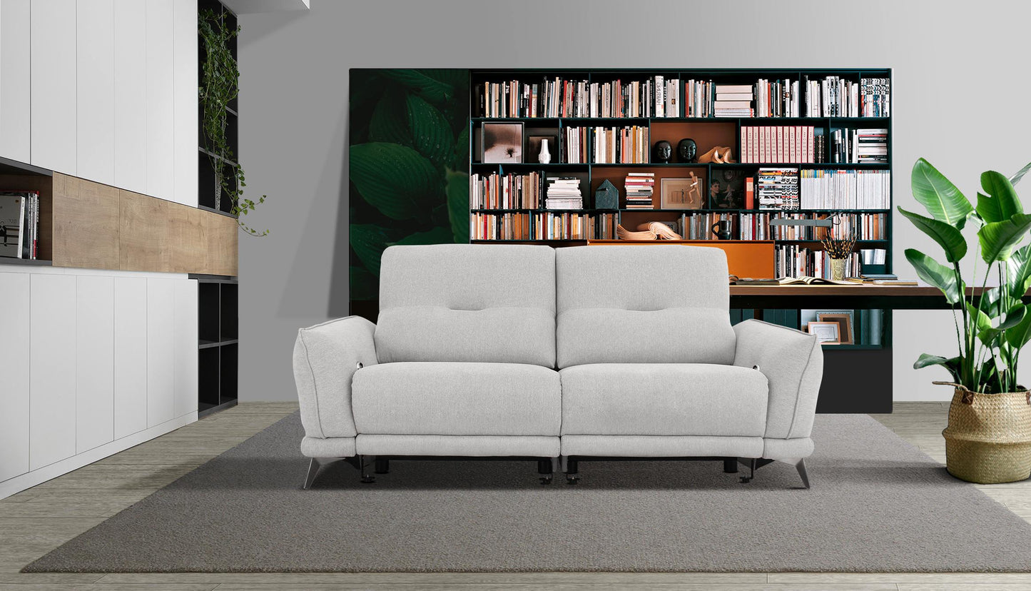 Divani Casa Austria Modern Grey Fabric Loveseat w/ Electric Recliners
