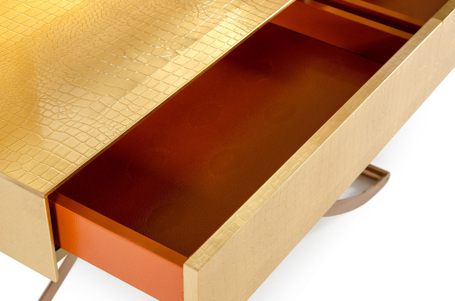 Aversa Gold Crocodile Console Table and Mirror