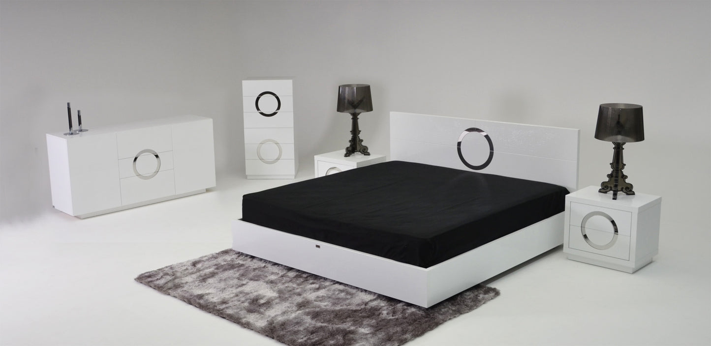 Ovidius Modern White Crocodile Lacquer Bed
