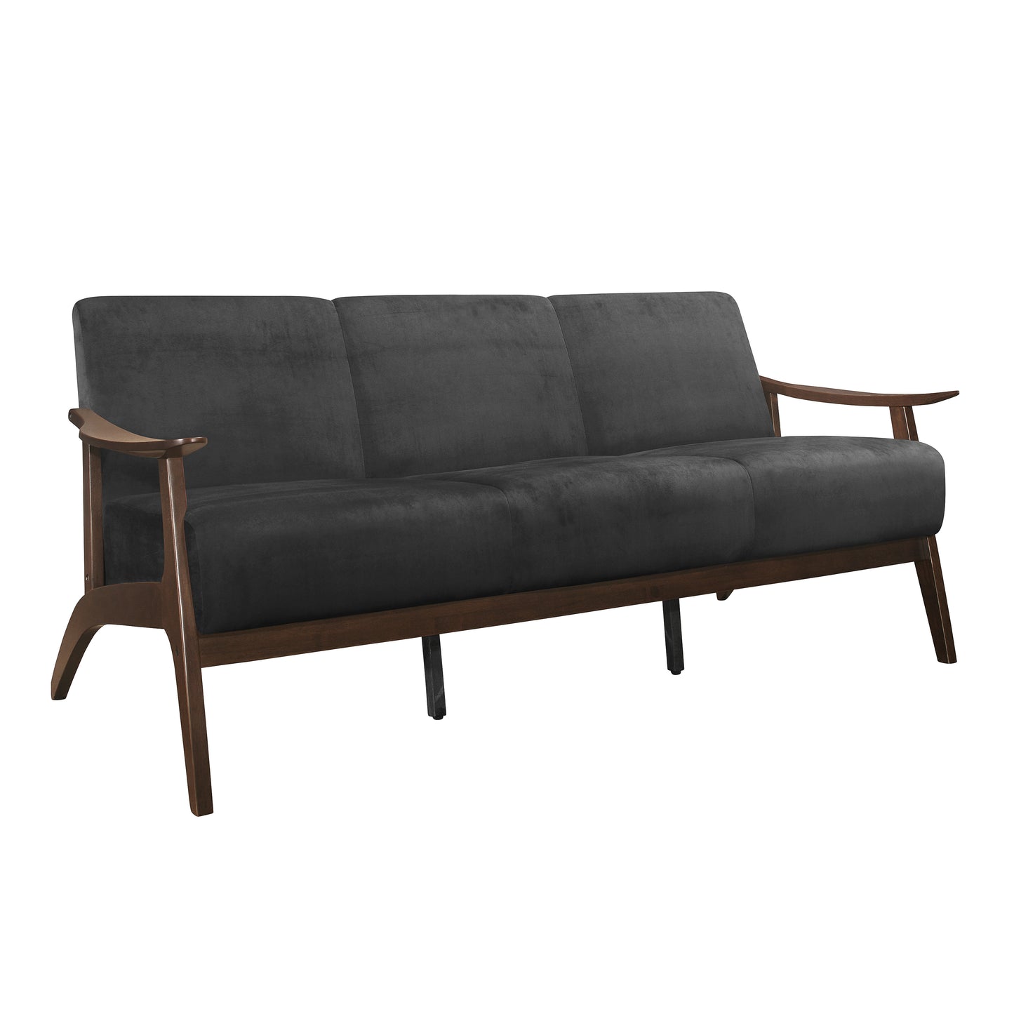Homelegance Carlson Sectional Sofa Dark Gray Velvet with Dark Walnut Finish 1032DG-3