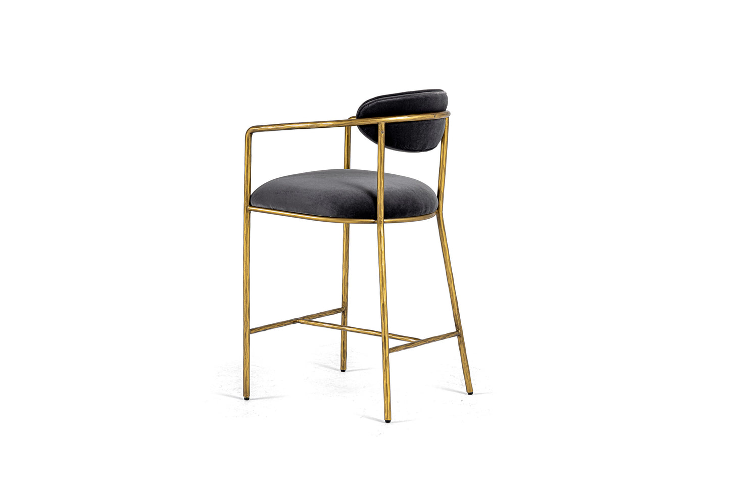 Modrest Baird Modern Grey Velvet Brass Counter Chair
