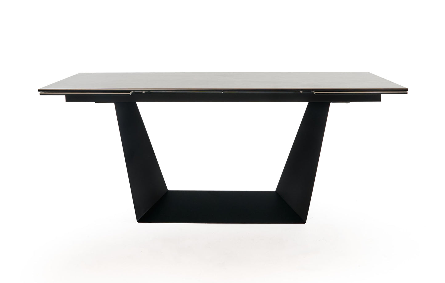 Modrest Baldwin Modern Grey Ceramic and Black Metal Extendable Dining Table
