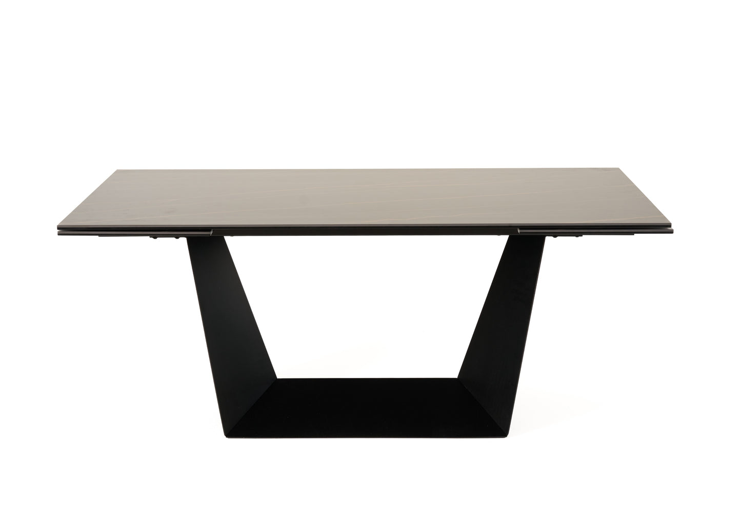 Modrest Baldwin Modern Black Ceramic and Black Metal Extendable Dining Table