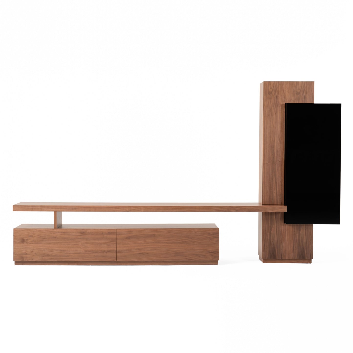 Modrest Bashia Contemporary Walnut Black Entertainment Center