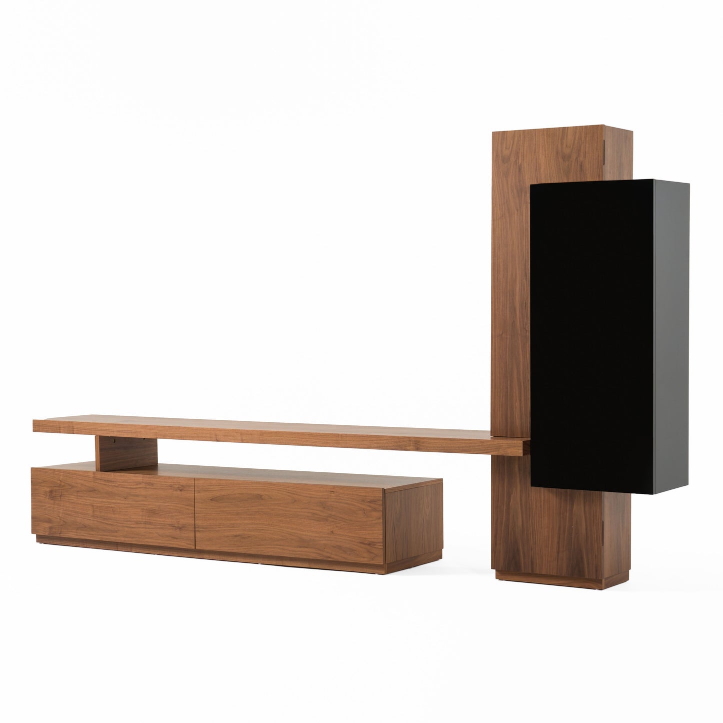 Modrest Bashia Contemporary Walnut Black Entertainment Center