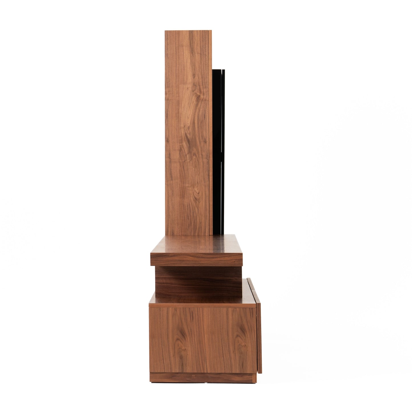 Modrest Bashia Contemporary Walnut Black Entertainment Center
