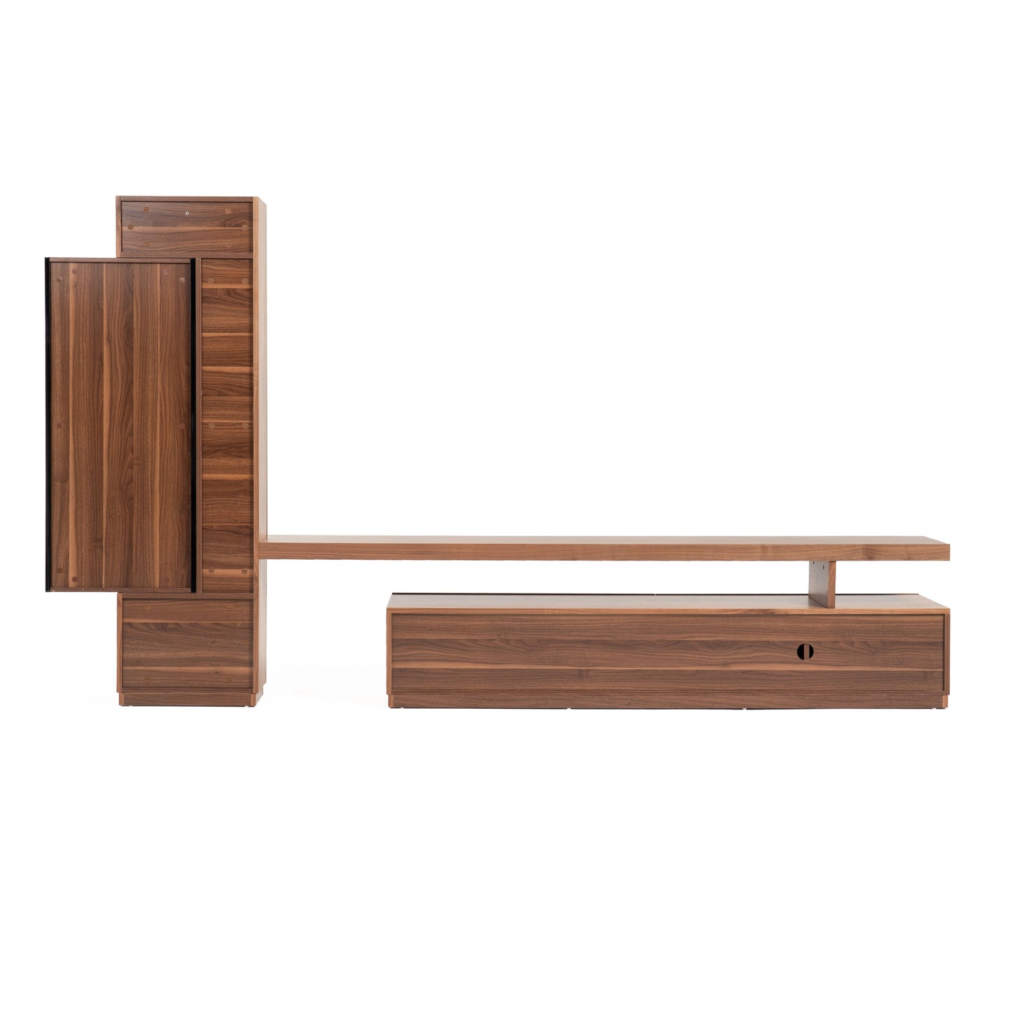 Modrest Bashia Contemporary Walnut Black Entertainment Center