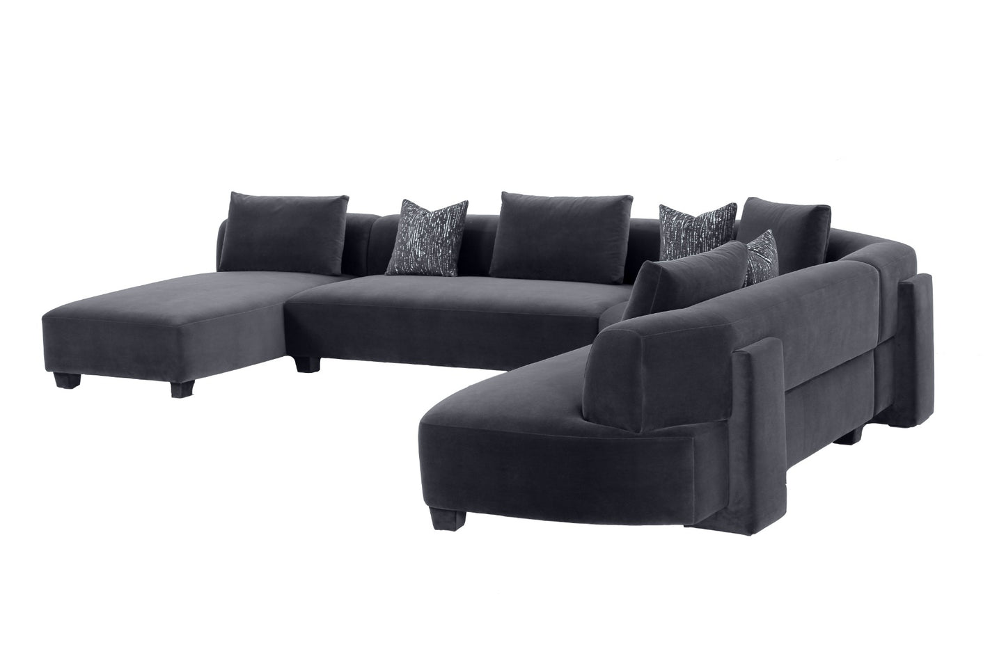 Divani Casa Bayou Contemporary Grey Velvet U Shaped Sectional Sofa