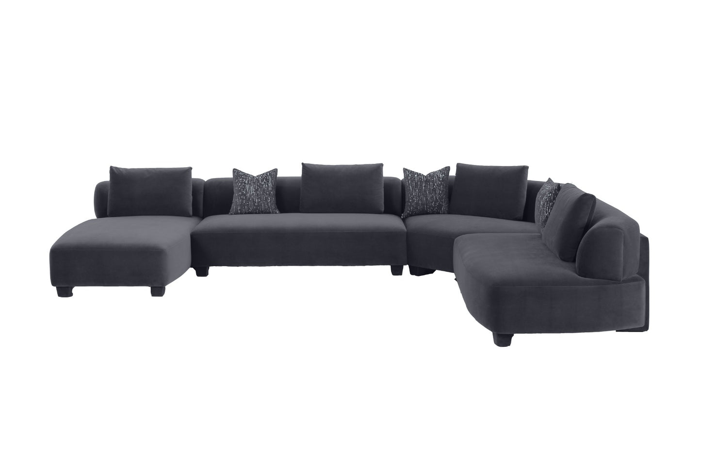 Divani Casa Bayou Contemporary Grey Velvet U Shaped Sectional Sofa