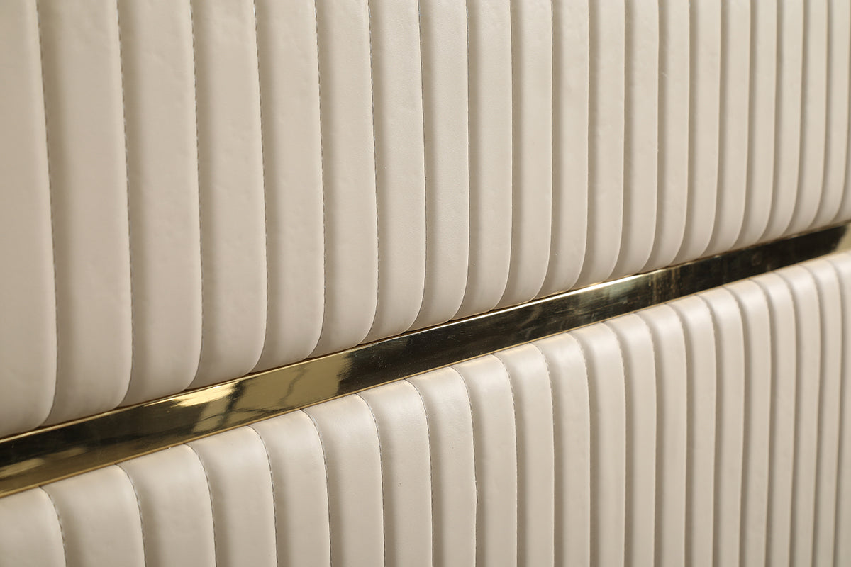 Modrest- Sterling Modern Beige Bonded Leather and Gold Bed