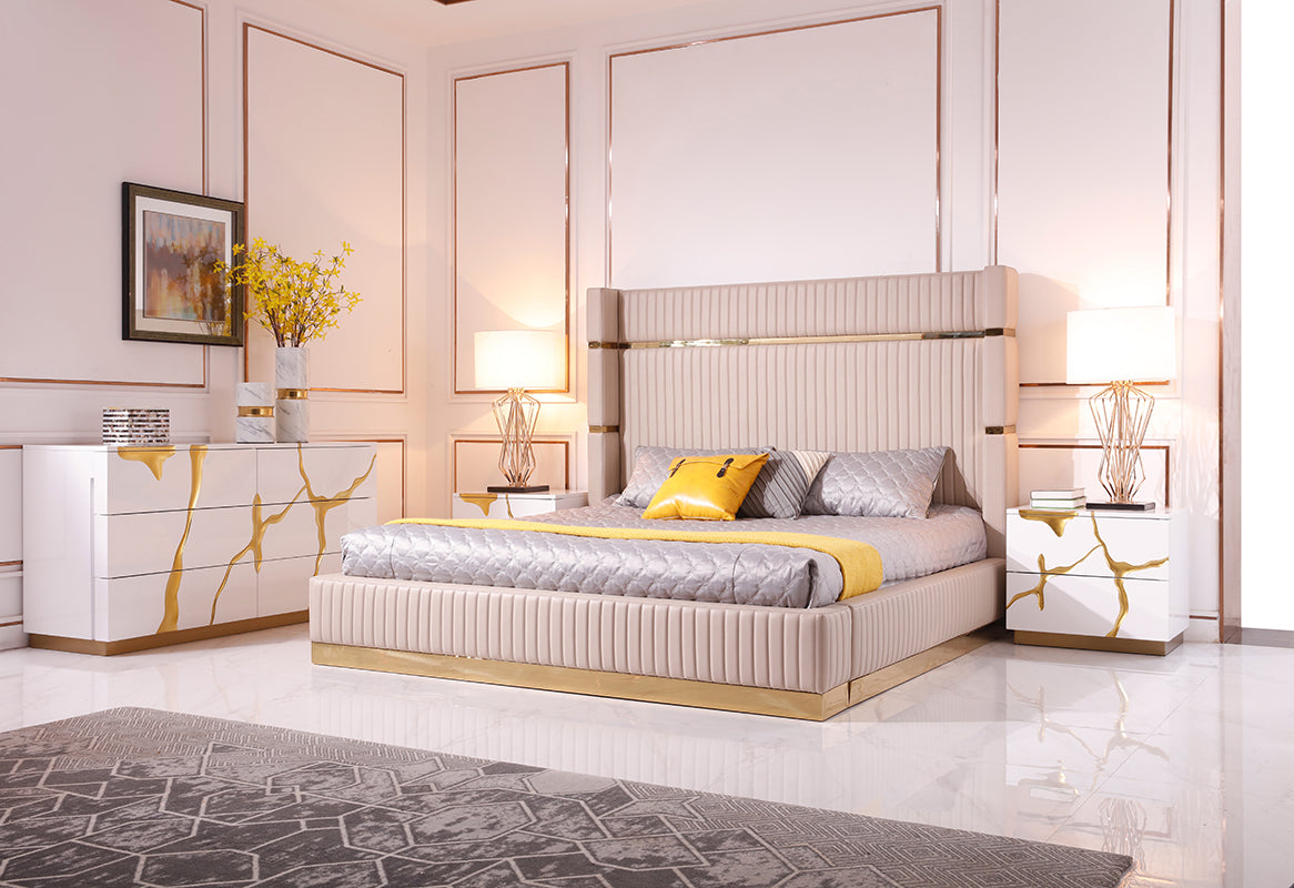 Modrest Aspen Modern White and Gold Chest