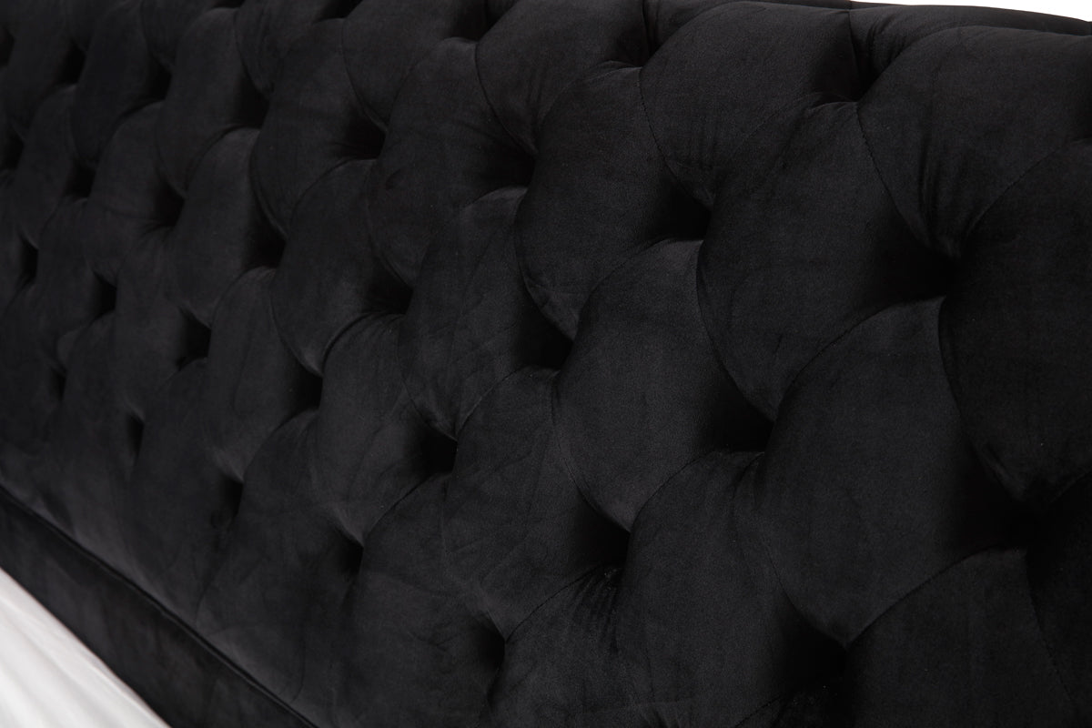 Modrest Legend Modern Black Velvet and Gold Bed
