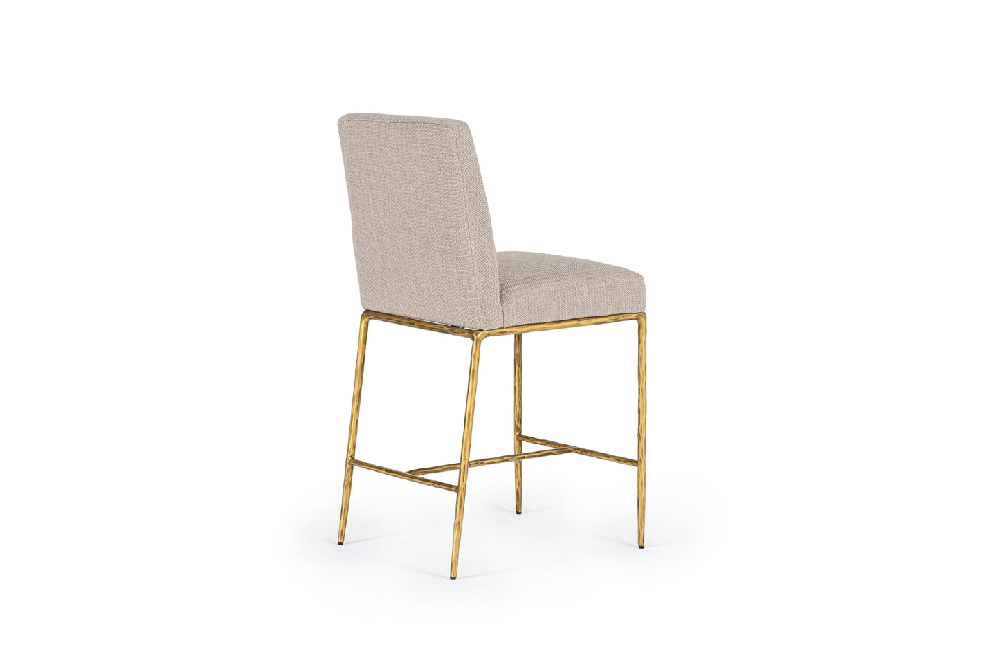 Modrest Beasley Modern Beige Linen Brass Counter Chair