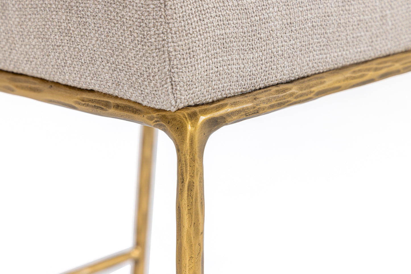 Modrest Beasley Modern Beige Linen Brass Counter Chair