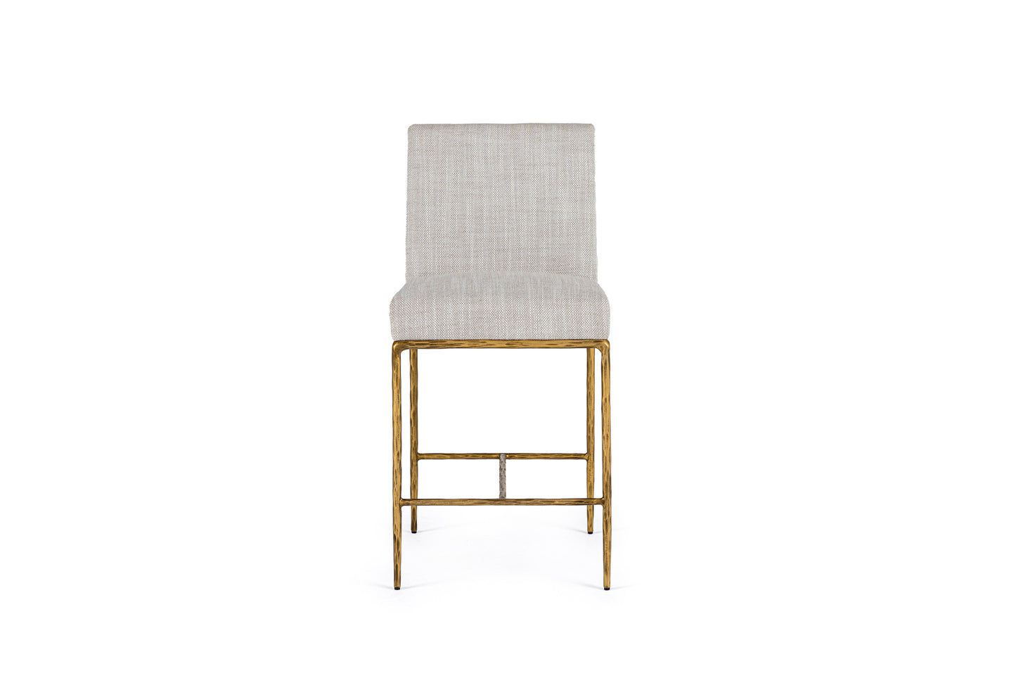 Modrest Beasley Modern Off-White Linen Brass Counter Chair