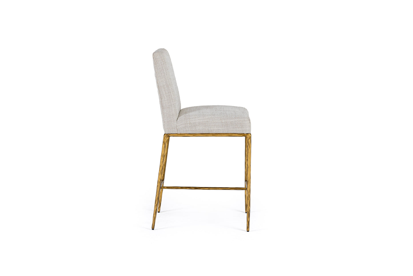 Modrest Beasley Modern Off-White Linen Brass Counter Chair