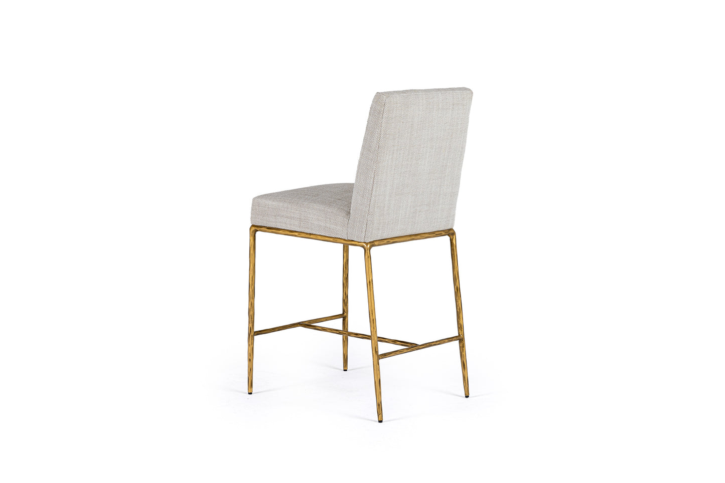Modrest Beasley Modern Off-White Linen Brass Counter Chair