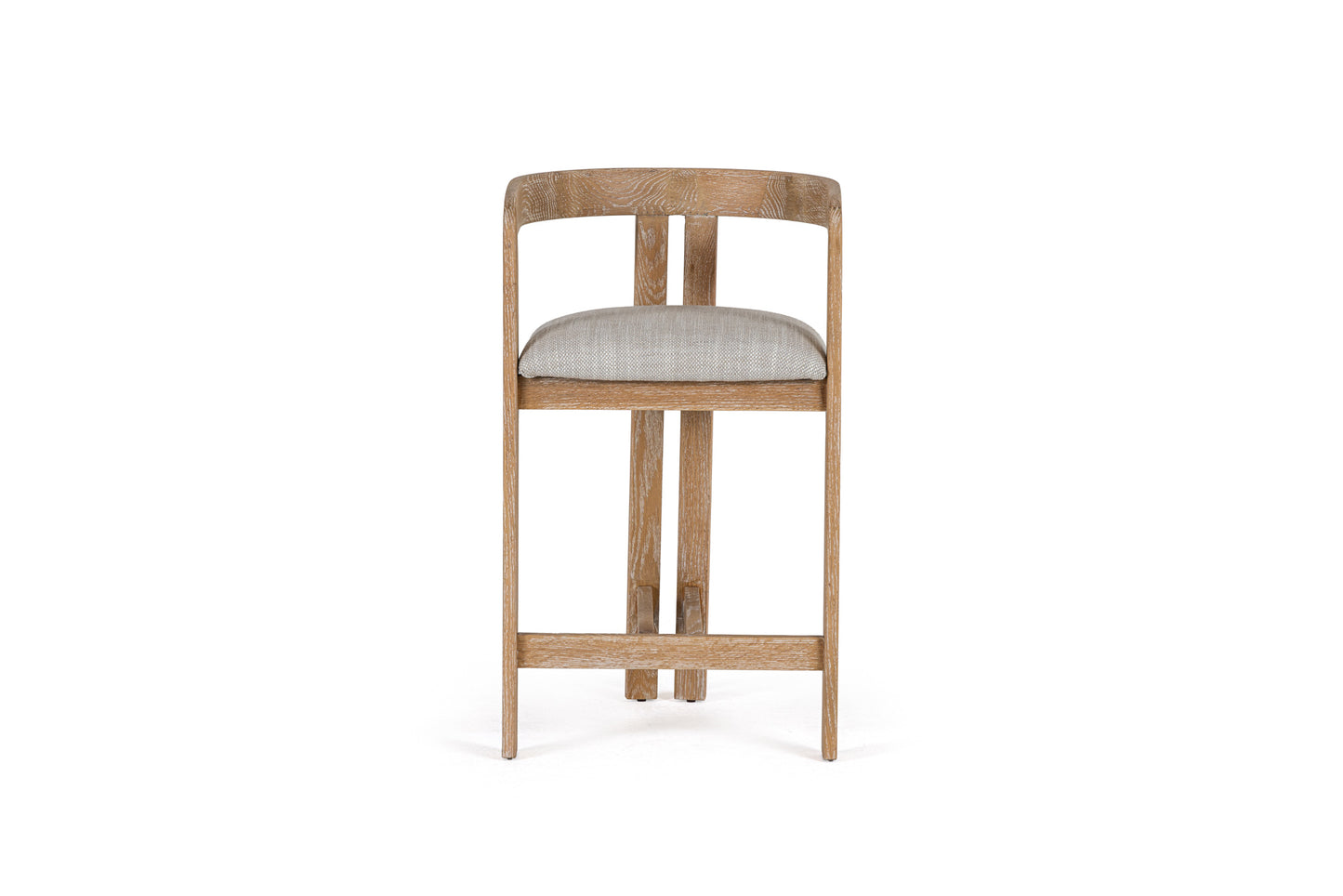 Modrest Belton Modern Off-White Fabric White Wash Oak Counter Chair
