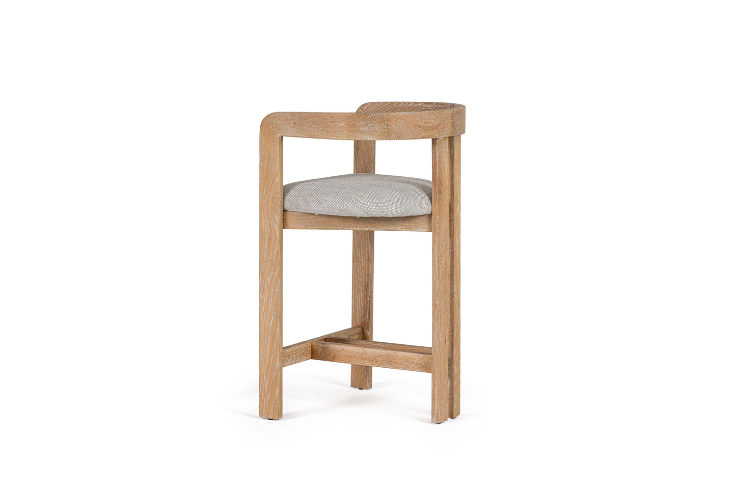 Modrest Belton Modern Off-White Fabric White Wash Oak Counter Chair