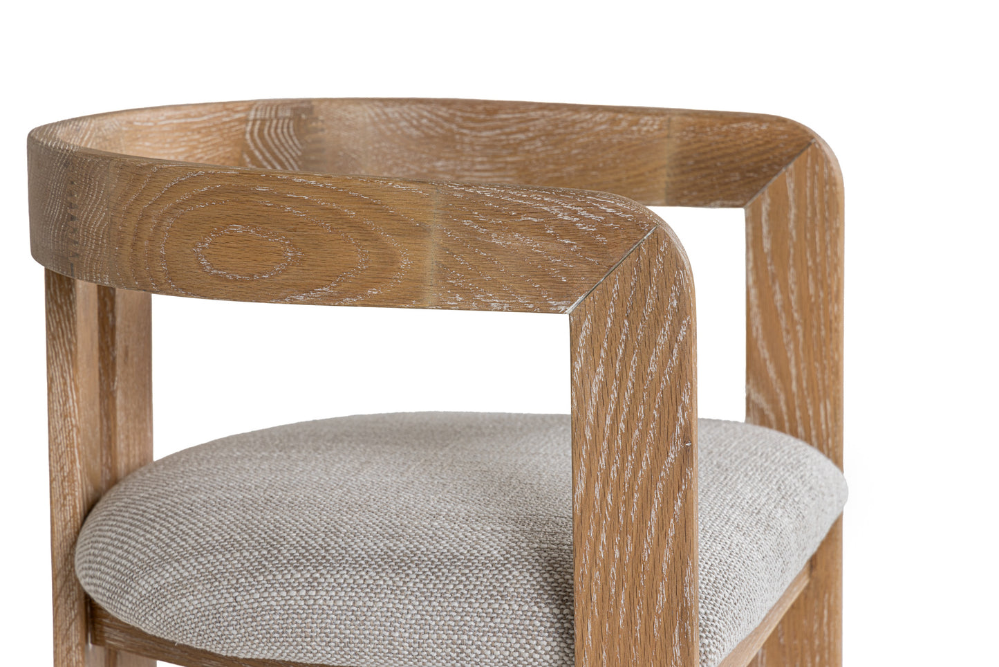 Modrest Belton Modern Off-White Fabric White Wash Oak Counter Chair