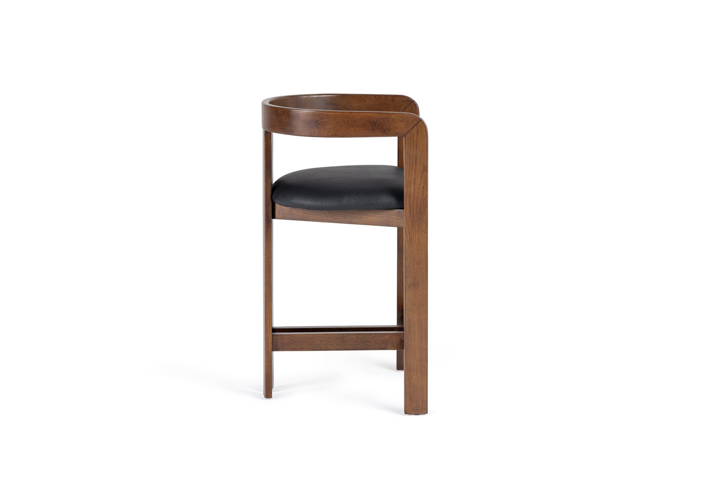 Modrest Belton Modern Black Vegan Leather Brown Oak Counter Chair