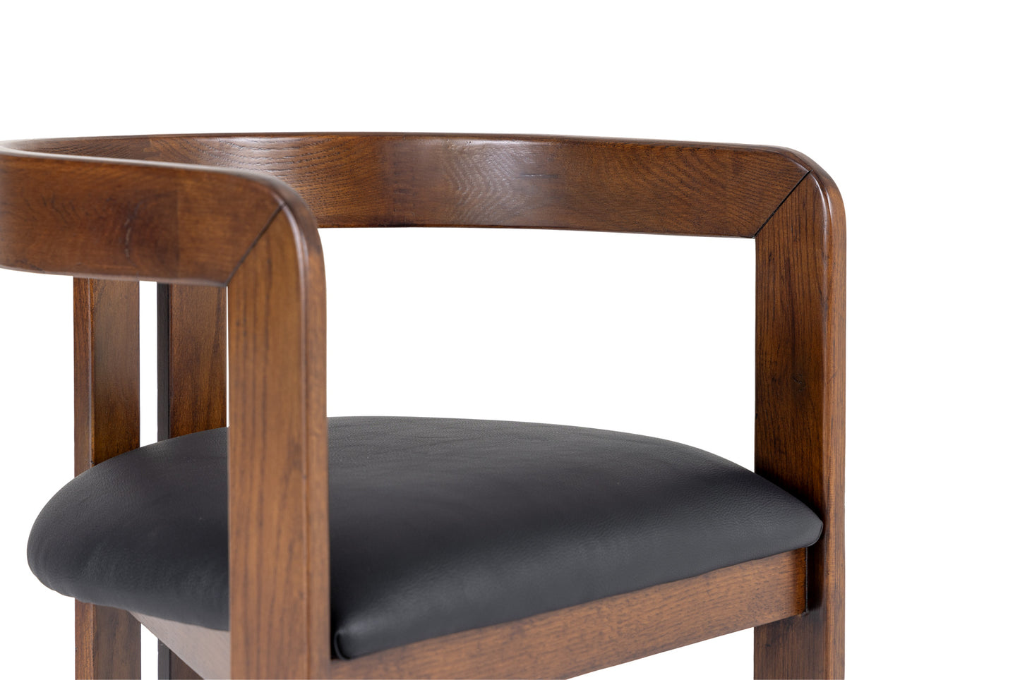 Modrest Belton Modern Black Vegan Leather Brown Oak Counter Chair