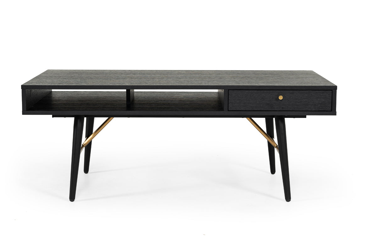 Modrest Billy Modern Black Oak and Gold Coffee Table