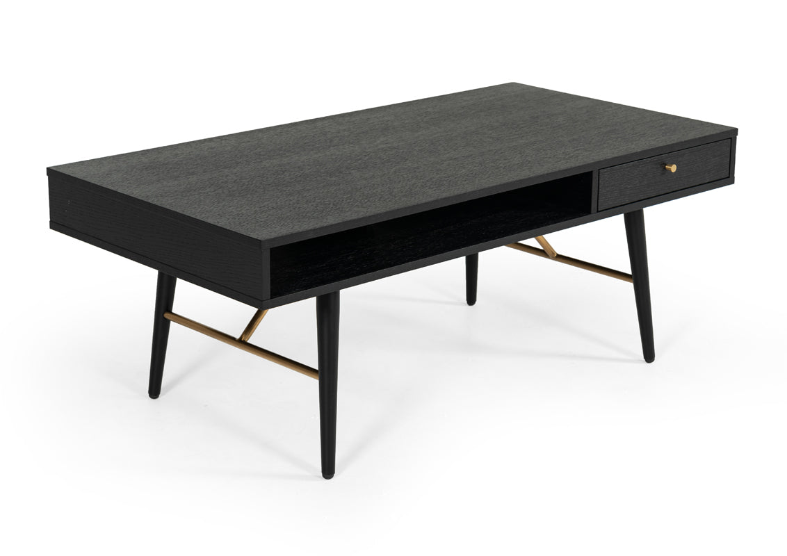 Modrest Billy Modern Black Oak and Gold Coffee Table
