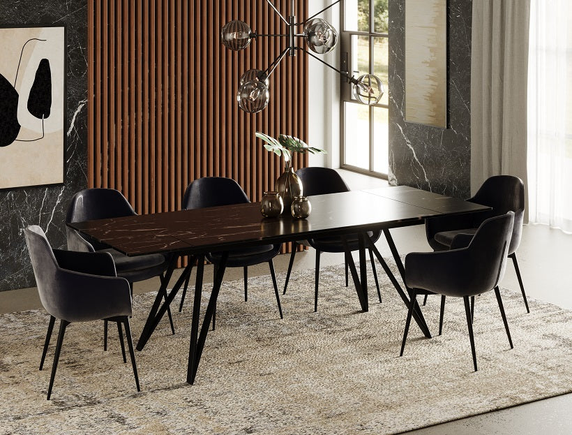 Modrest Bobby Modern Black Ceramic Extendable Dining Table