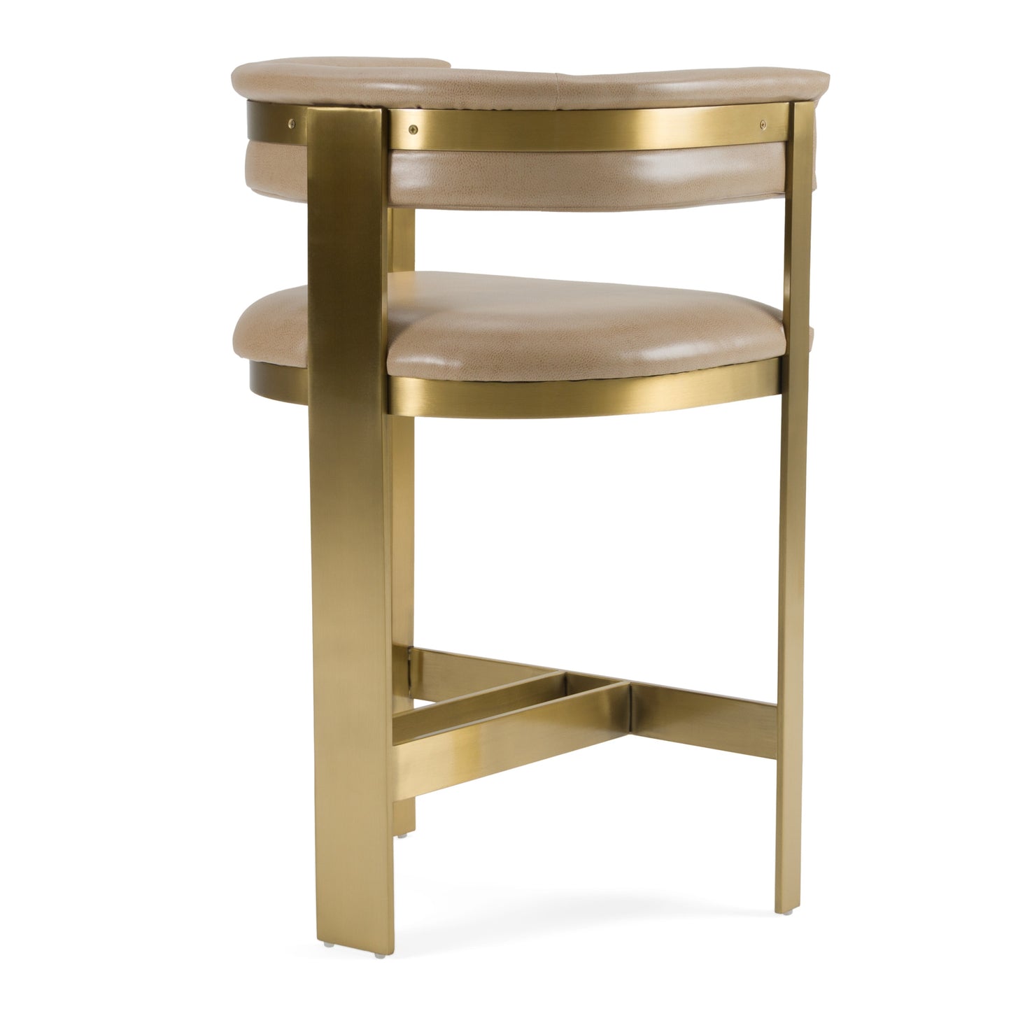 Modrest Boswell Modern Brown Faux Leather Gold Counter Chair