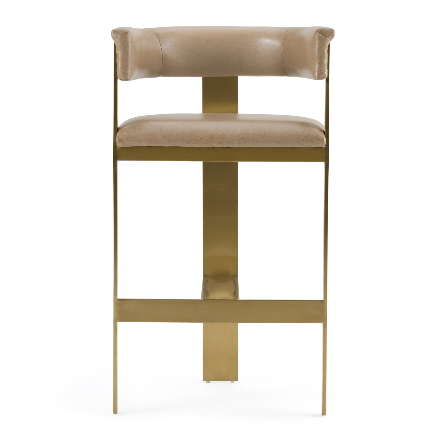 Modrest Boswell Modern Brown Faux Leather Gold Barstool