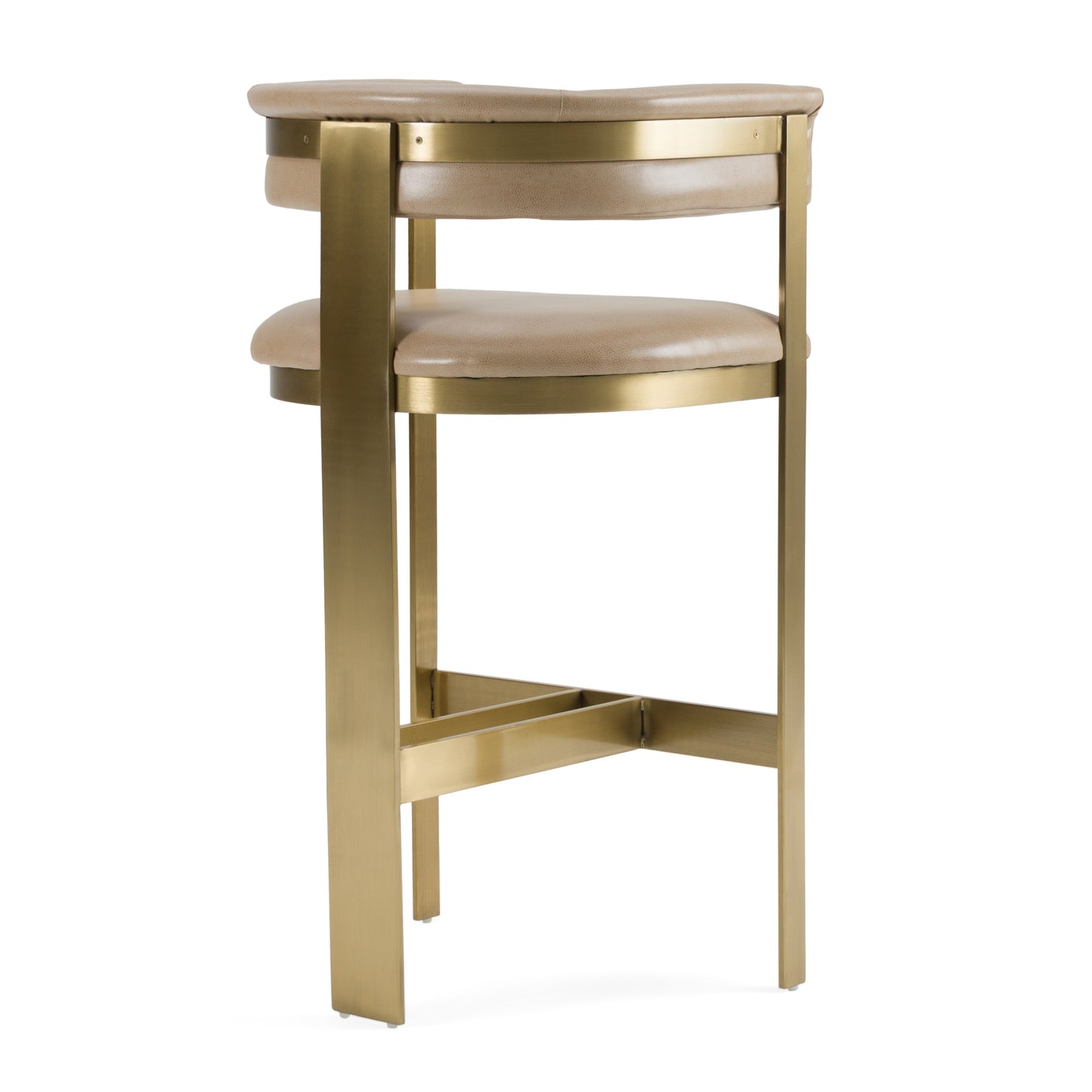 Modrest Boswell Modern Brown Faux Leather Gold Barstool