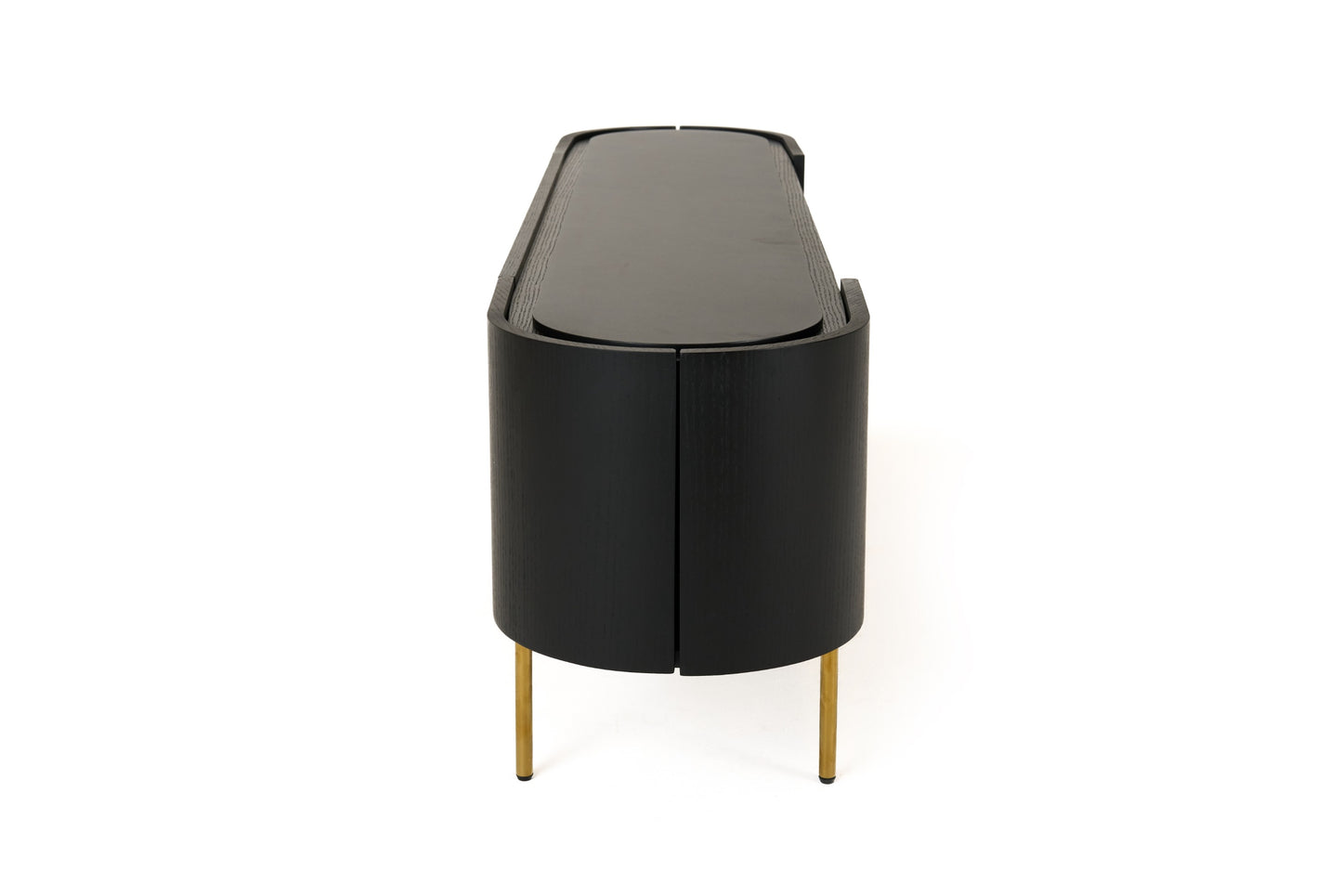 Modrest Bowie Mid-Century Modern Black Oak Brass TV Stand