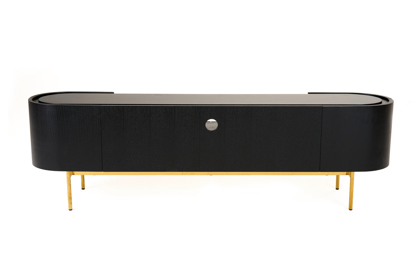 Modrest Bowie Mid-Century Modern Black Oak Brass TV Stand