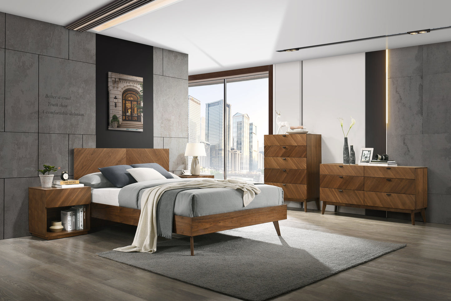 Nova Domus Kamela -Modern Walnut Queen Bed