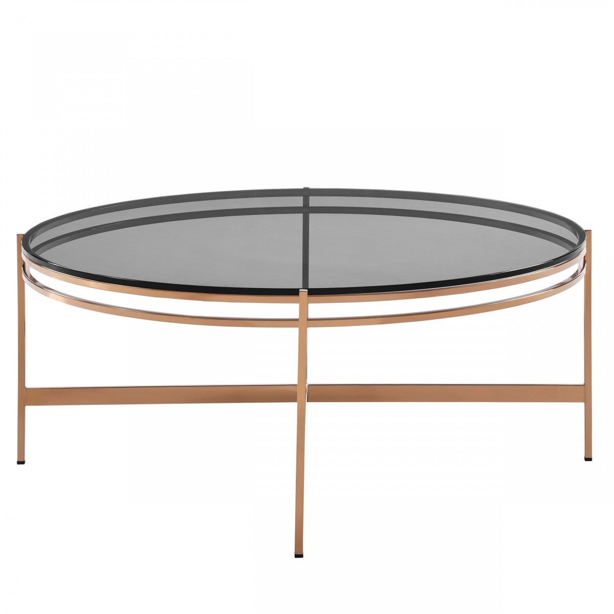 Modrest Bradford Modern Smoked Glass and Rosegold Coffee Table