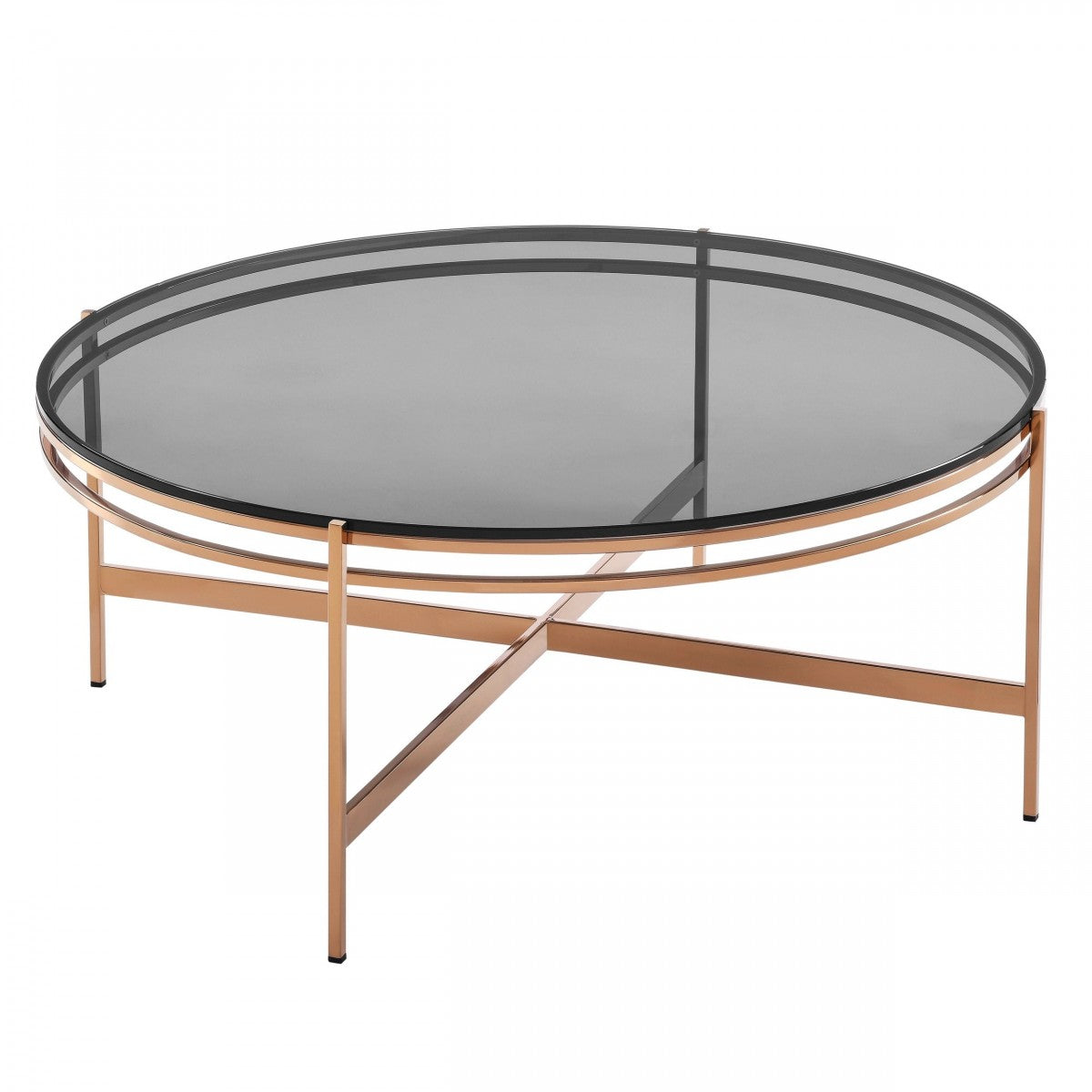 Modrest Bradford Modern Smoked Glass and Rosegold Coffee Table
