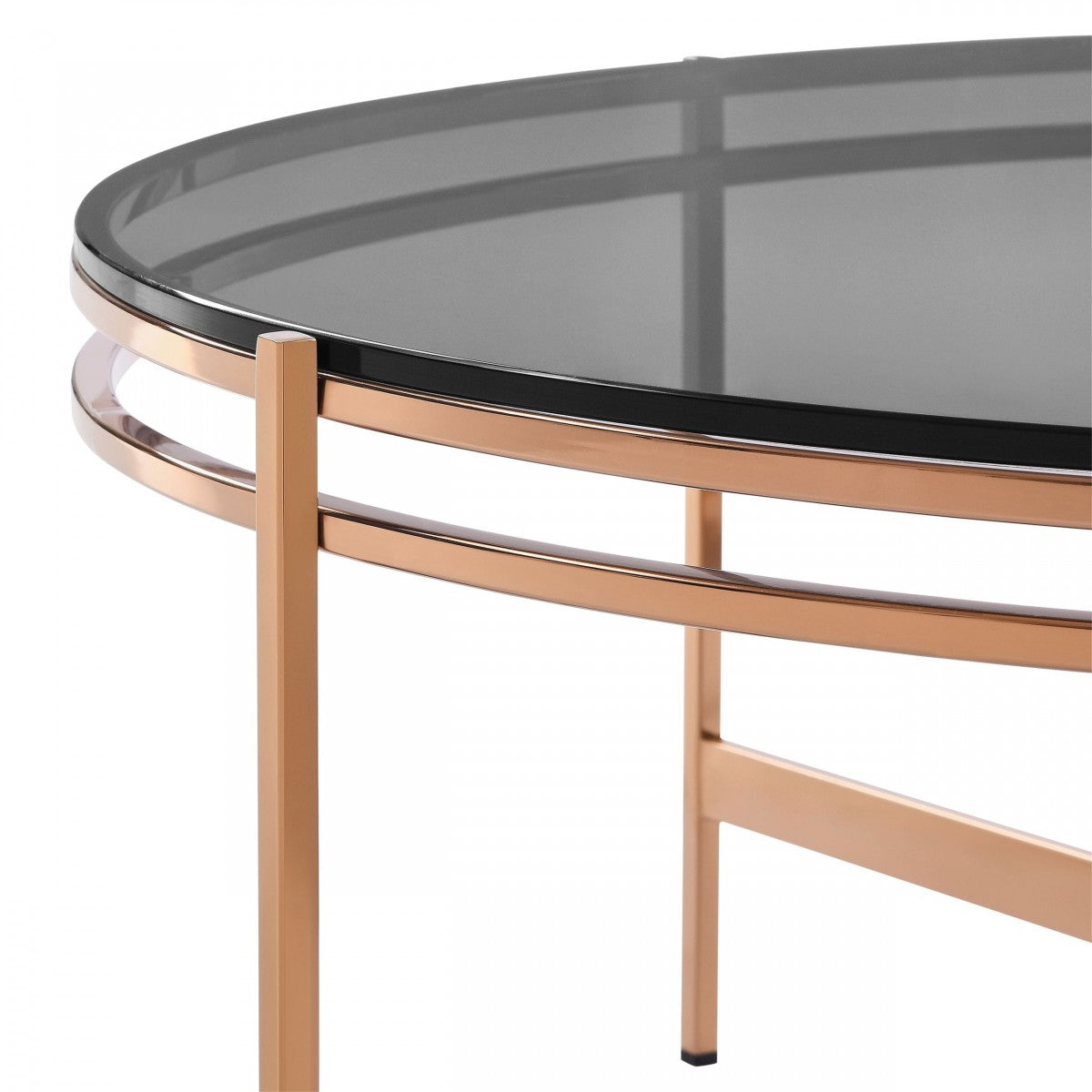 Modrest Bradford Modern Smoked Glass and Rosegold Coffee Table